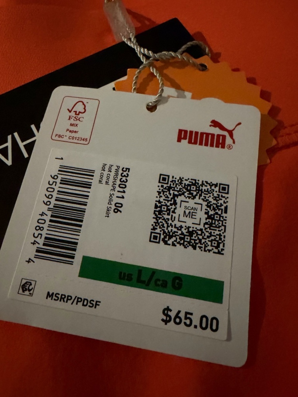 Puma NWT women’s “PWRShape” solid color skirt skort coral orange size large - Picture 7 of 7